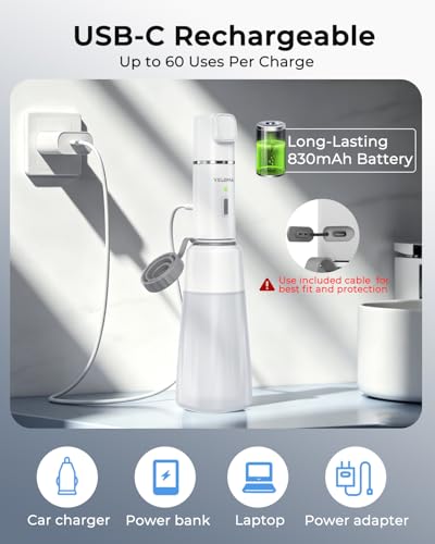 Image of VELOMAX Portable Bidet with 450ML Detachable Bottle, Rechargeable Jet Spray for Travel & Toilet 2 Pressure Modes IPX7 Waterproof Electric Sprayer with 830mAh Battery for Men, Women, Postpartum(White)