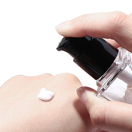 2 Pack 30Ml/1 Oz Clear Glass Foundation Bottle,Empty Refillable Square Lotion Bottle With Press Pump For Lotion Liquid Body Cream Cosmetic Travel Foundation Samples Vials-Pipette&Funnel Included #TOP3