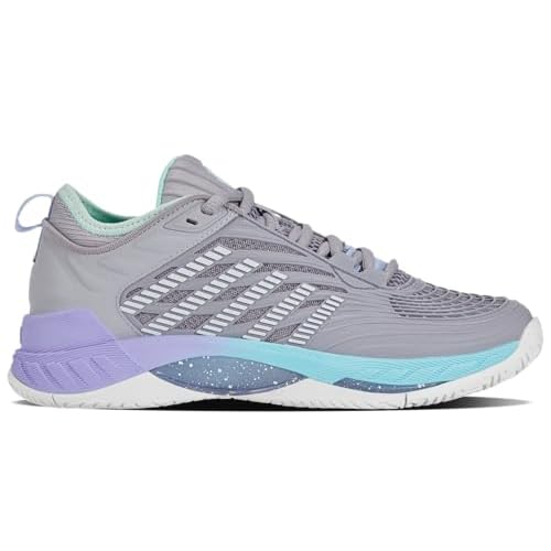 K-Swiss Women's Hypercourt Supreme 2 Tennis Shoe 5 Lilac Gray/Nimbus Cloud/Neon Purple