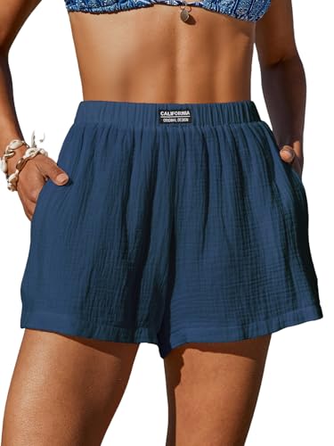 Image of CUPSHE Women's Casual Shorts Cotton High Rise Beach Cover Ups Summer Shorts with Pockets