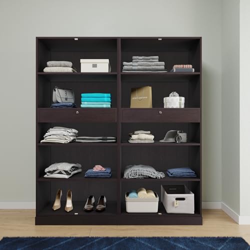 Image of VIKI Wardrobe | Wooden Almirah for Clothes,Door for Bedroom, 4 Door Wardrobe with Inside Drawer (Dark Wenge - 40D x 160W x 180H) | 1 Year Warranty | Free Assembly