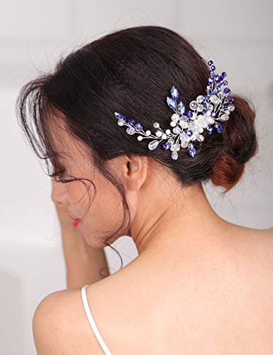 Peine para cabello vintage de cristal azul miniatura 4