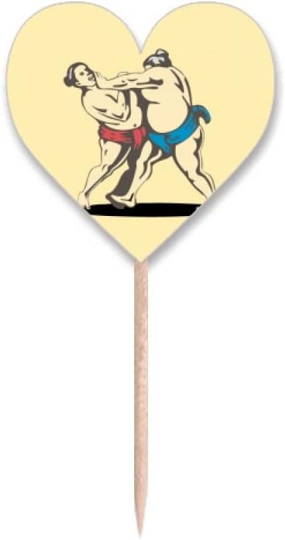 Fighting Japanese Traditional Sumo Toothpick Flags Heart Lable Cupcake Picks