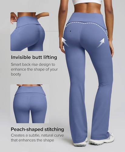 BRXL No Front Seam Fold Over Flare Leggings for Women 31" Blue 3XL - image 2