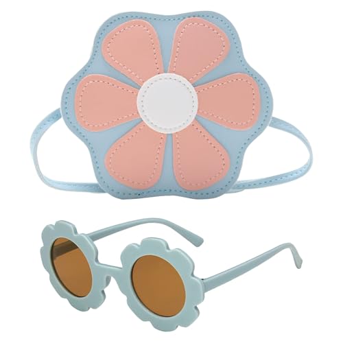 SOTOGO 2 Pieces Little Girls Crossbody Bag Princess Purse Set Toddler Purse Cute Kids Handbag Fashion Sunglass for Girls