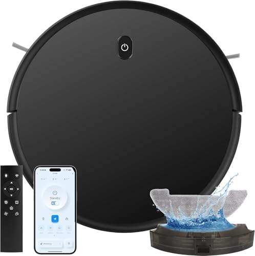 Robot Vacuum and Mop combo, 3500Pa Vacuum Cleaner Robot Navigation with high efficient roller brush, 60dB Robot Vacuum Cleaner with APP Control,Blue tooth, Ideal for Pet Hair, Carpets, Hard Floors