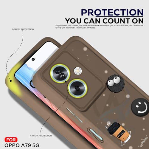 Image of AESTMO Back Case Cover for Oppo A79 5G Cover | Cute Fun Cartoon 3D Ball | Coffee Silicone Case | Full Body Protection | Camera Protection Back Cover for Oppo A79 5G (Brown)