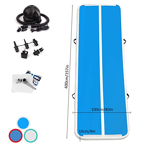 FBSPORT airtrack Gimnasia 10 cm Espesor de Esterilla Hinchable, Colchoneta Hinchable, 4 m Air Floor Track para Gimnasia, Deportes Entrenamiento Alfombra con Bomba Eléctrica | Ancho 1M