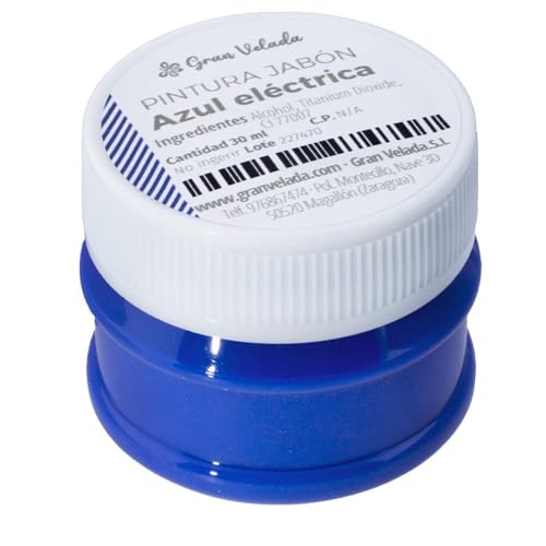 Gran Velada - Pintura Azul Eléctrico para Jabón 30 ml | Colorante para Jabones Artesanales y Relieves | Ideal para Jabón de Glicerina y Hacer Jabones DIY