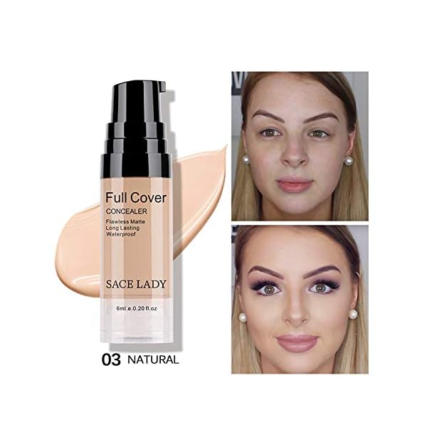 Waterproof Full Coverage Concealer With Primer Sponge Set, Smooth Matte Flawless Creamy Liquid Foundation Corrector Makeup Kit for Face Eye Dark Circles Spot Acne Scar Cover (0.2Fl, Natural)