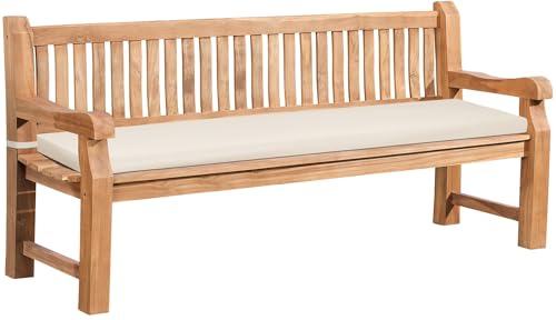 CLP Banc de Jardin en Teck Jackson avec Coussin, résistant aux intempéries, avec Dossier, 3 Places, Couleur:crème, Taille:186x48x8 cm