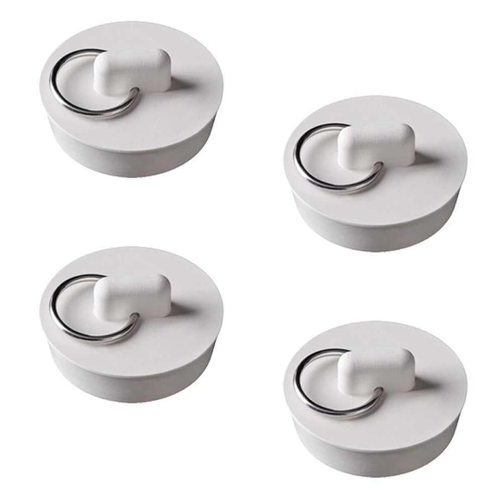 SagaSave 4 Pack Bath Plugs, Rubber Drain Stopper Kitchen Sink Plug with Hanging Ring, Universal Drain Plug Cover for Bathtub Kitchen and Bathroom, 37-39mm