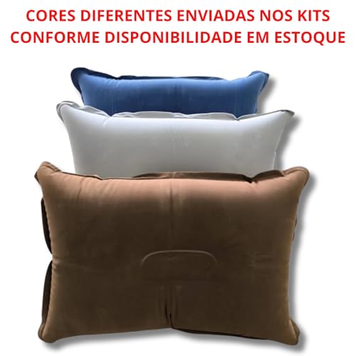 Kit de 2 Travesseiros Inflável Aveludado Ergonômico Descanso Pescoço Para Viagem Carro Portátil Prai