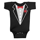 Threadrock Unisex Baby Tuxedo Bodysuit 12M Black