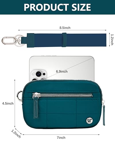 Nylon Wristlet Wallets for Women,Quilted Iris Phone Wallet with 3 Zipper Pouches & Card Holder for Everyday Use2