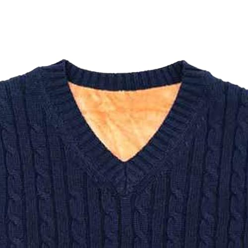 Mens Cable Knitted Thick Vest V Neck Fit Sleeveless Pullovers Wool Knitt Waistcoat Sweater2