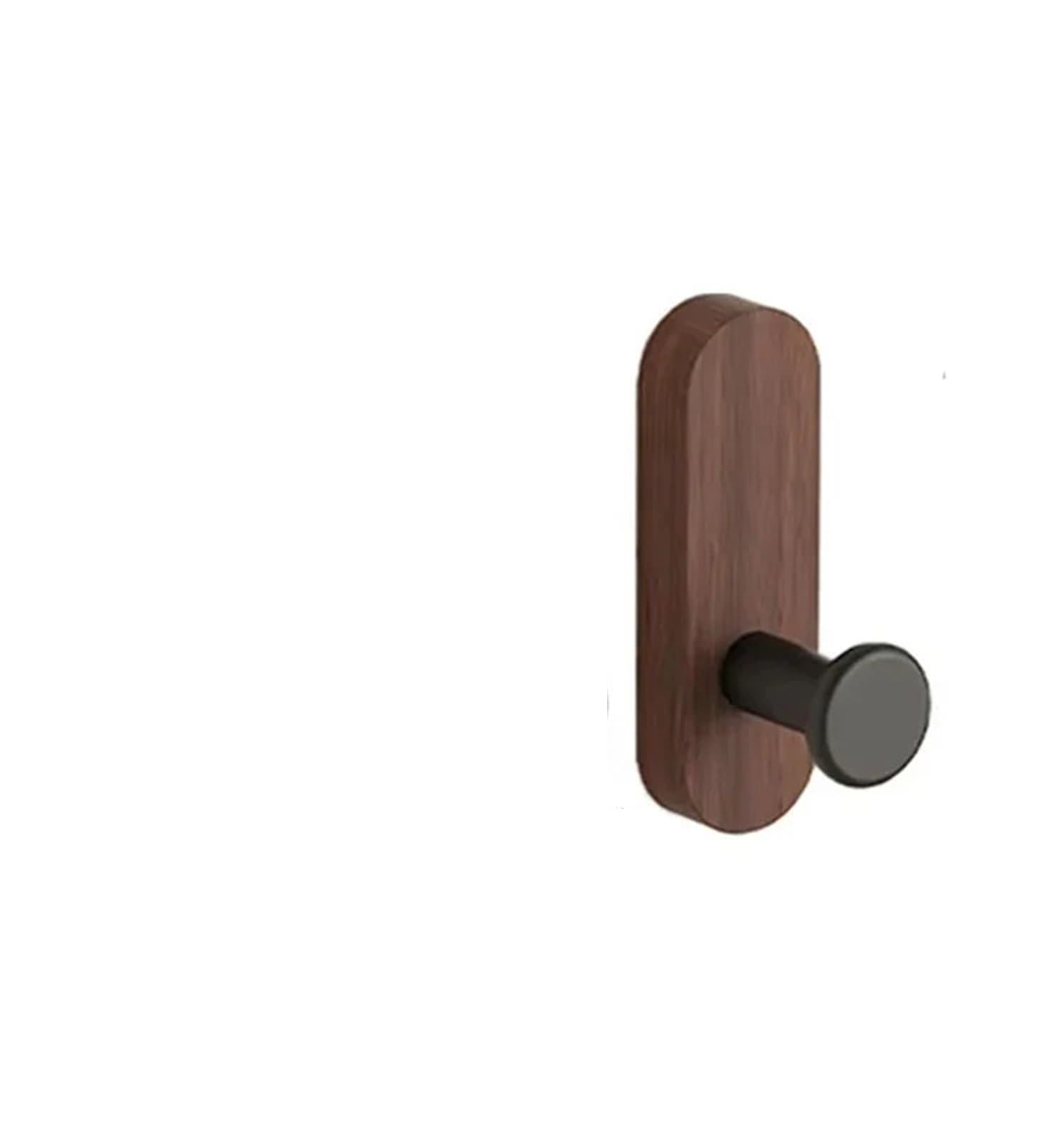 Ryqzhhy Walnut 1Pcs Coat Hooks Solid Wooden Self Adhesive Hooks For Key Towel Coat Home Entryway Bathroom Organize(Walnut 1Pcs)