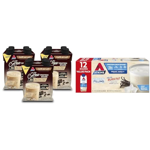 Atkins Café au Lait Iced Coffee Protein Shake, 15g Protein miniatura 1