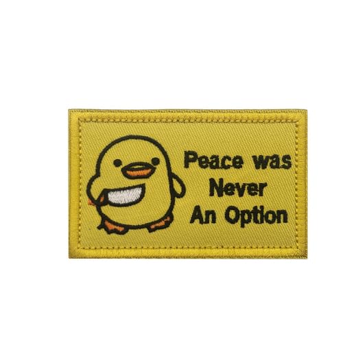 WBKMRFPA Peace was Never an Option Chick Meme Patch Funny Tactical Military Embroidered Patch Hook and Loop Patch Morale Badge (1), 7.5 x 4.5cm, yellow