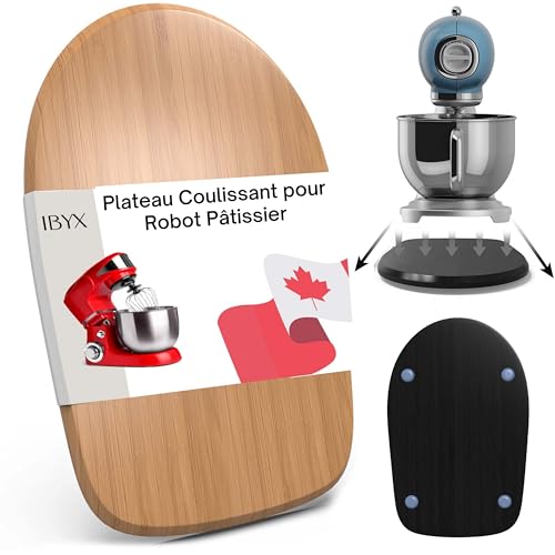Ibyx Plateau Coulissant Cuisine en Bambou - Protection Plan de Travail, Base Silencieuse pour Cafetière, Robot, Friteuse (18kg), Multi-Tailles