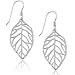 MIMI Sterling Silver Cut Out Leaf Drop Dangle Earrings