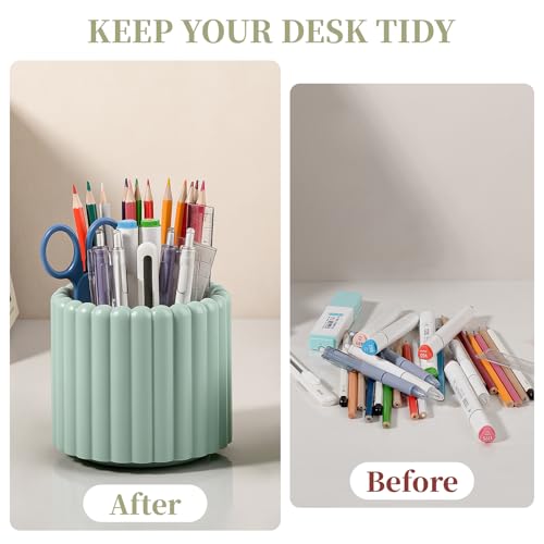 Image of 360 Rotating Pen Holder for Desk Removable Pencil Organizer, Green