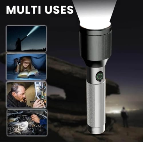 Image of RL-M11 Rechargeable, 100W Torch Light High Power, 1000 Lumens Super Bright Emergency Flashlight, 900M Coverage, 2000mAh Battery, Telescopic Zoom, Aircraft Aluminum Body, LED Flash Light