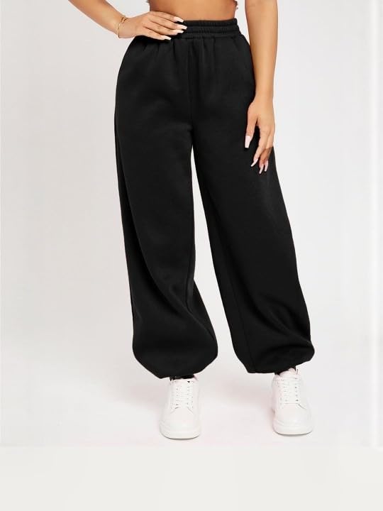 Image of Women?s Casual Black Jogger Pants ? Soft Pants with Adjustable Drawstring & Side Pockets