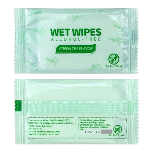 Image of 200 Pack Green Tea Wet Wipes Bulk for Homeless, Clean Face Hands Quickly