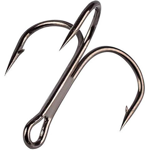 AMHDV 100pcs Treble Hooks Barbed Sharp Treble Hook for Freshwater and Saltwater (Black, 8# 100pcs) Cover