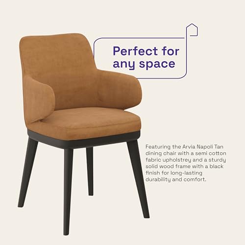 Image of Wakefit Arvia Dining Chair with Arm - Napoli Tan