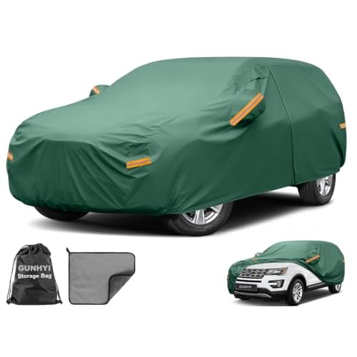 GUNHYI Multi-Layer Heavy Duty SUV Car Cover Waterproof All Weather | Outdoor Full Exterior Cover with Vents, Rain Sun Snow Wind UV Protection, Fit for Ford Explorer, Toyota Highlander etc.