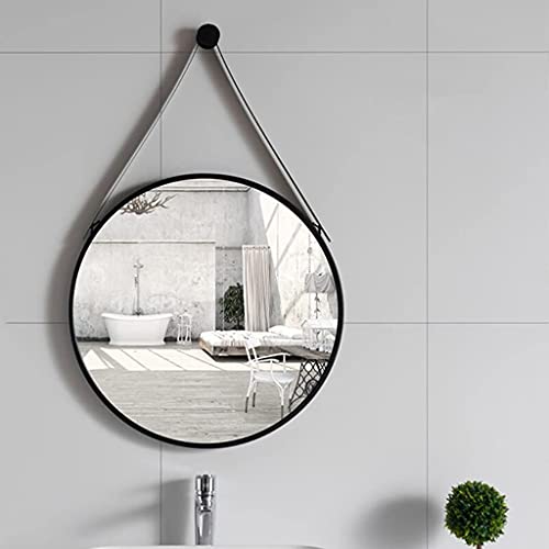 Miroir rond en fer noir adhésif pour entrée et salon de coiffure