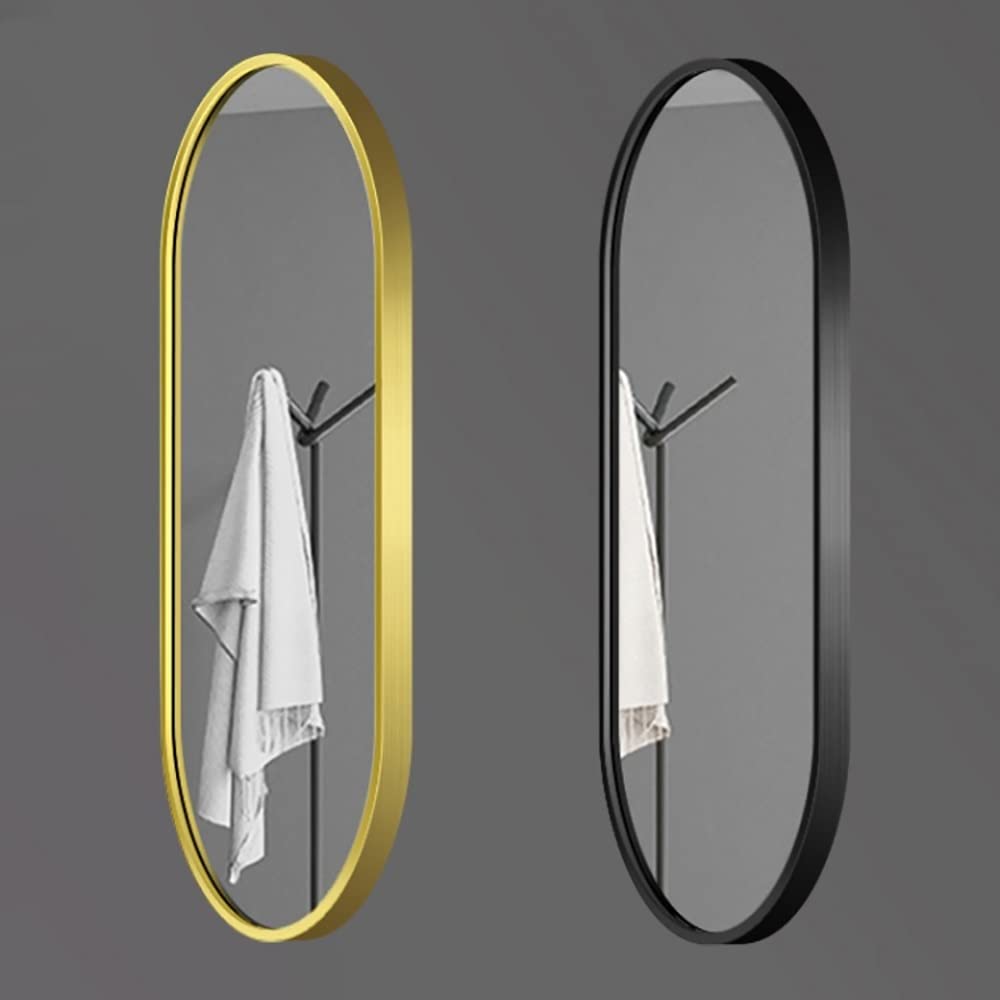 Miroir Ovale 50x75cm CASSILANDO - Miroir Mural Doré Pour Salle De Bain, Salon, Chambre