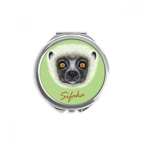 Miroir singe sifaka blanc maquillage portable rond de poche multicolore