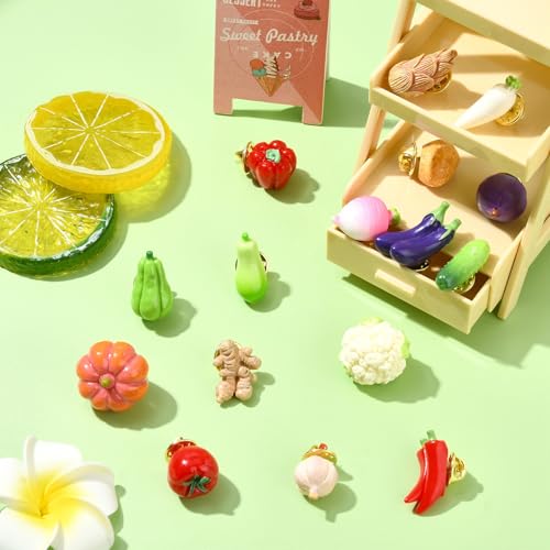 Image of Ipotkitt Bee Rectangle Biology Theme Fruit Vegetable Snake Ice Cream Brooches Insect Dessert Strawberry Lapel Pins for DIY Jewelry Craft Clothes Decor