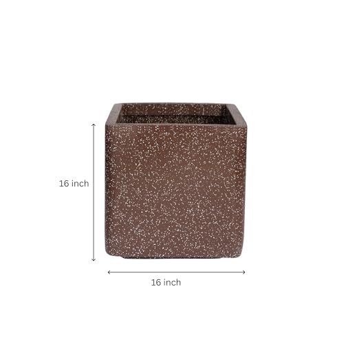 Image of ROTO Box Square Planter Pot Set | Premium LLDPE Outdoor Indoor Plant Pots | Modern Decorative Garden Planters for Home Balcony Office Patio (Dot Maroon, 4 - (16X16X16 inch), Set of 1)