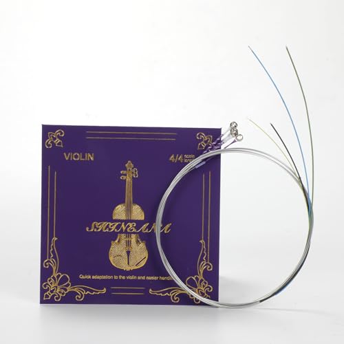 4/4 & 3/4 Universal Violin Strings Set | Medium Gauge Premium Synthetic Core, Silver Wound D & G...