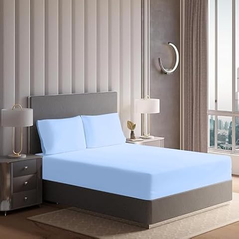 Night Comfort Double Fitted Sheet, Sea Blue Cover