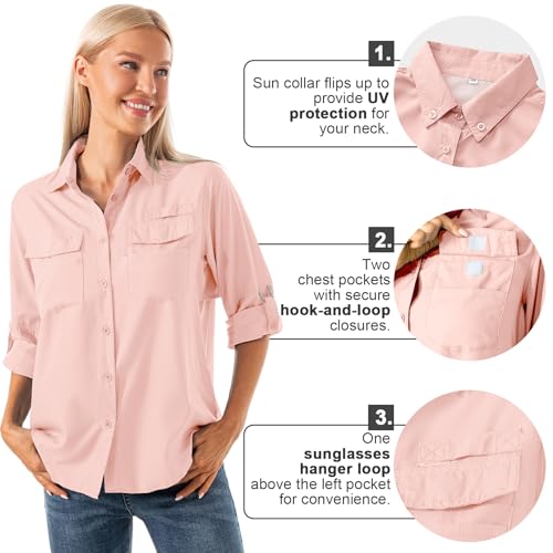 Women's Quick Dry Sun UV Protection Convertible Long Sleeve Shirts for Hiking Camping Fishing Sailing2