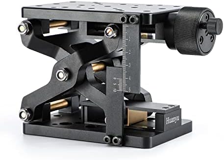 Huanyu Z-Axis Manual Lift Platform 60mm High Precise Optical Sliding Lifting Displacement Platform Table Linear Stage Lab Jack Elevator with Scale Ruler