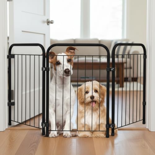 Cercado Grade Cercadinho Portátil Dobrável 3 5 7 Módulos Modular Proteção Pets Filhotes Cachorro Gato Coelho Animais 50 cm Altura (Preto, 3 Módulos)