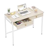 Weehom Computer Desk with Drawers, Home Office Desk for Writing, Studying, and Gaming - Sturdy and Spacious Workstation for PC and Laptop(Beige)