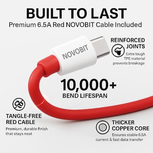 Image of Novobit 80W SUPERVOOC Fast Charger with Type-C Cable | 80W Charger for OnePlus, Realme, Oppo, Redmi, Xiaomi, Poco, iQOO & More | Supports Dart, Dash, Warp, Vooc, SuperVooc, QC 3.0 Charge (Combo)