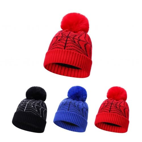Boys Spider Web Bobble Hat4
