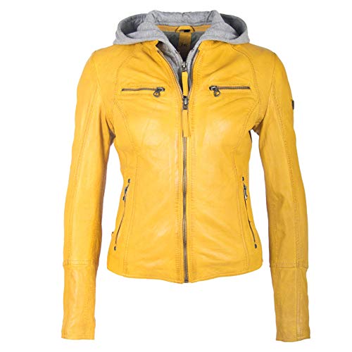 Preisvergleich Produktbild Gipsy Damen Lederjacke aus feinstem Lammnappa Leder mit Kapuze (S, Gelb)