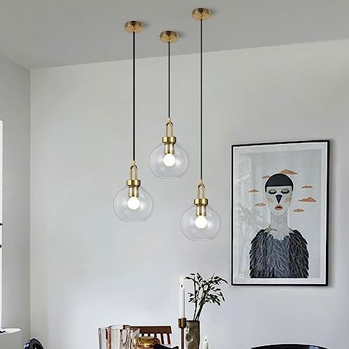 Lustre suspension en verre transparent culot E27 pour chambre