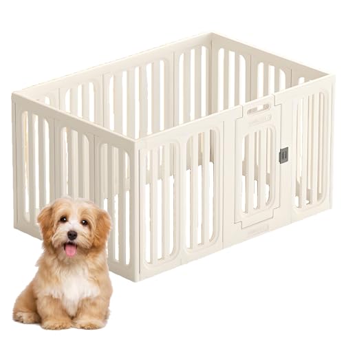 WYTTDBD犬 ケージ 犬 ゲージ 高さ 60/75cm 小中大型犬用 犬ゲージ ペットケージ 犬サークル バックルデザイン ペットサークル 室内 トイレトレーニング出来る 仕切 組立簡単 掃除しやすい (ホワイト) 143x93x75cm