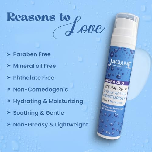 Image of JAQULINE USA Hydra Glo Hydra Rich Double Action Moisturiser | Deep Hydration & Anti-Aging | Lightweight, Non-Greasy Formula | Soothes & Nourishes All Skin Types - 50g
