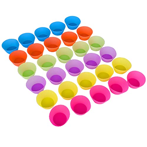 30 Pack Silicone Cupcake Baking Cups, Muffin Liners, Reusable & Non-Stick Muffin Cupcake Liners Holders Set For Party Christmas Bakery Molds Supplies #TOP2